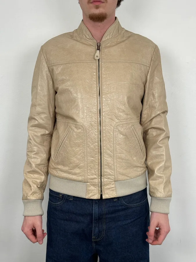 AW2006 Balenciaga Beige Premium Leather Jacket - Image 2