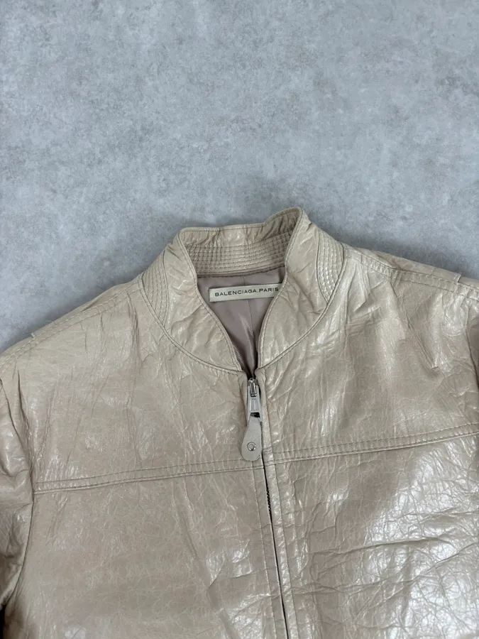 AW2006 Balenciaga Beige Premium Leather Jacket - Image 4