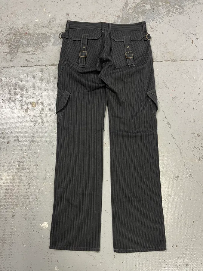 AW2006 Cavalli Black Striped Cargo Tailored Pants - Image 9