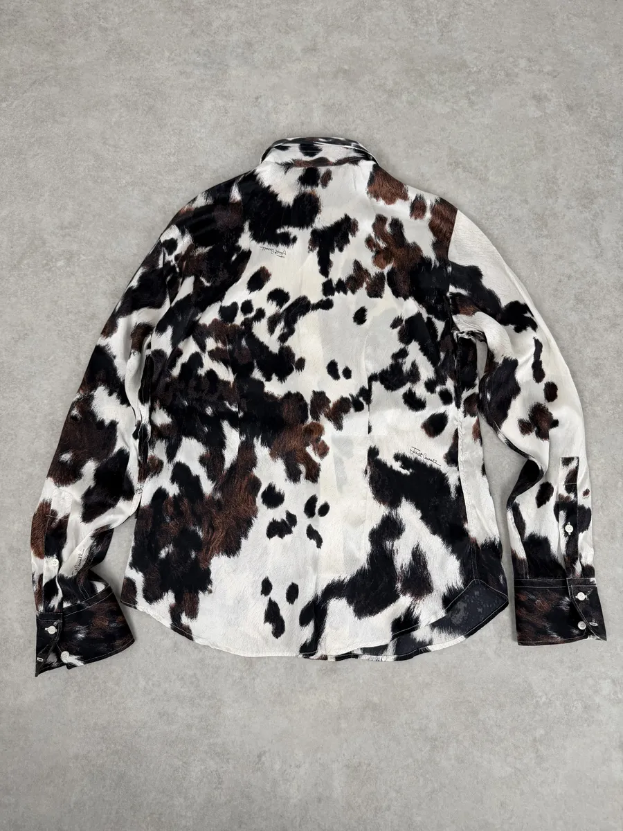 AW2006 Cavalli Cow Print Brown & White Silk Shirt - Image 2