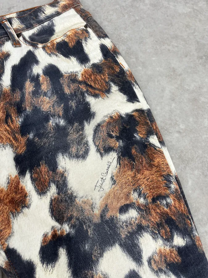 AW2006 Cavalli Cow Print Movement White Pants - Image 11