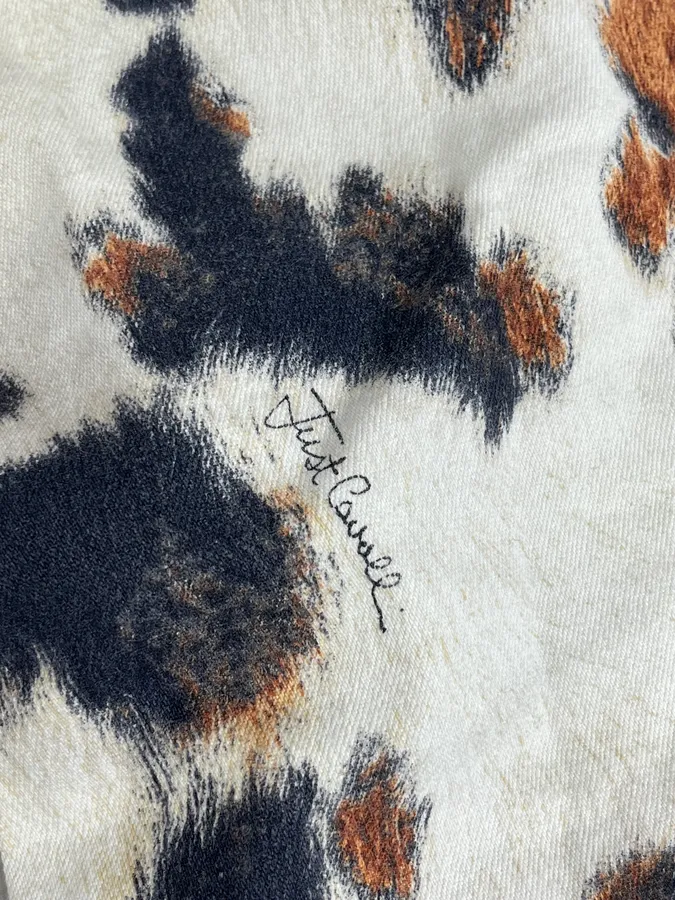 AW2006 Cavalli Cow Print Movement White Pants - Image 13