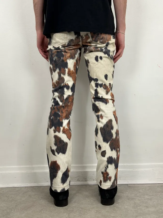 AW2006 Cavalli Cow Print Movement White Pants - Image 4