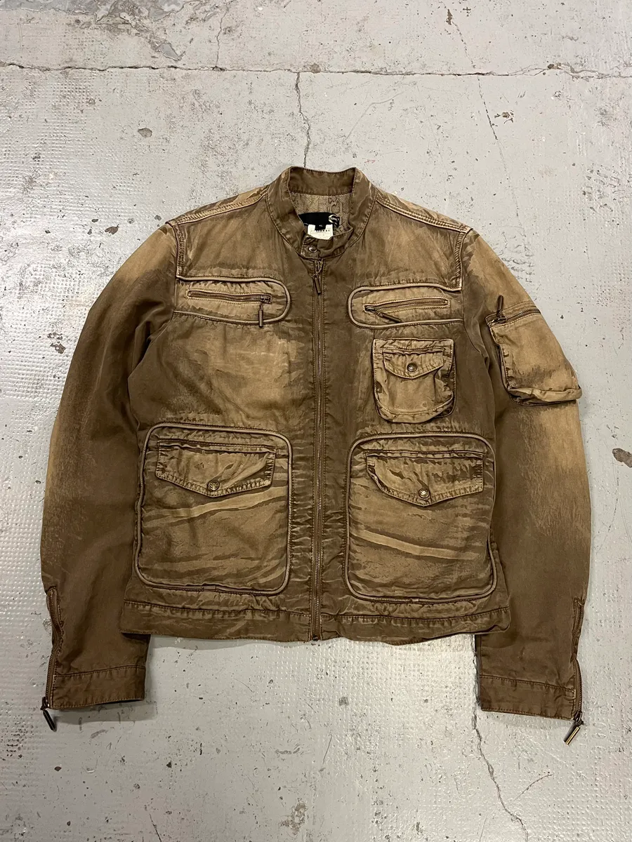 AW2006 Cavalli Military Beige Green Cargo Jacket - Image 4