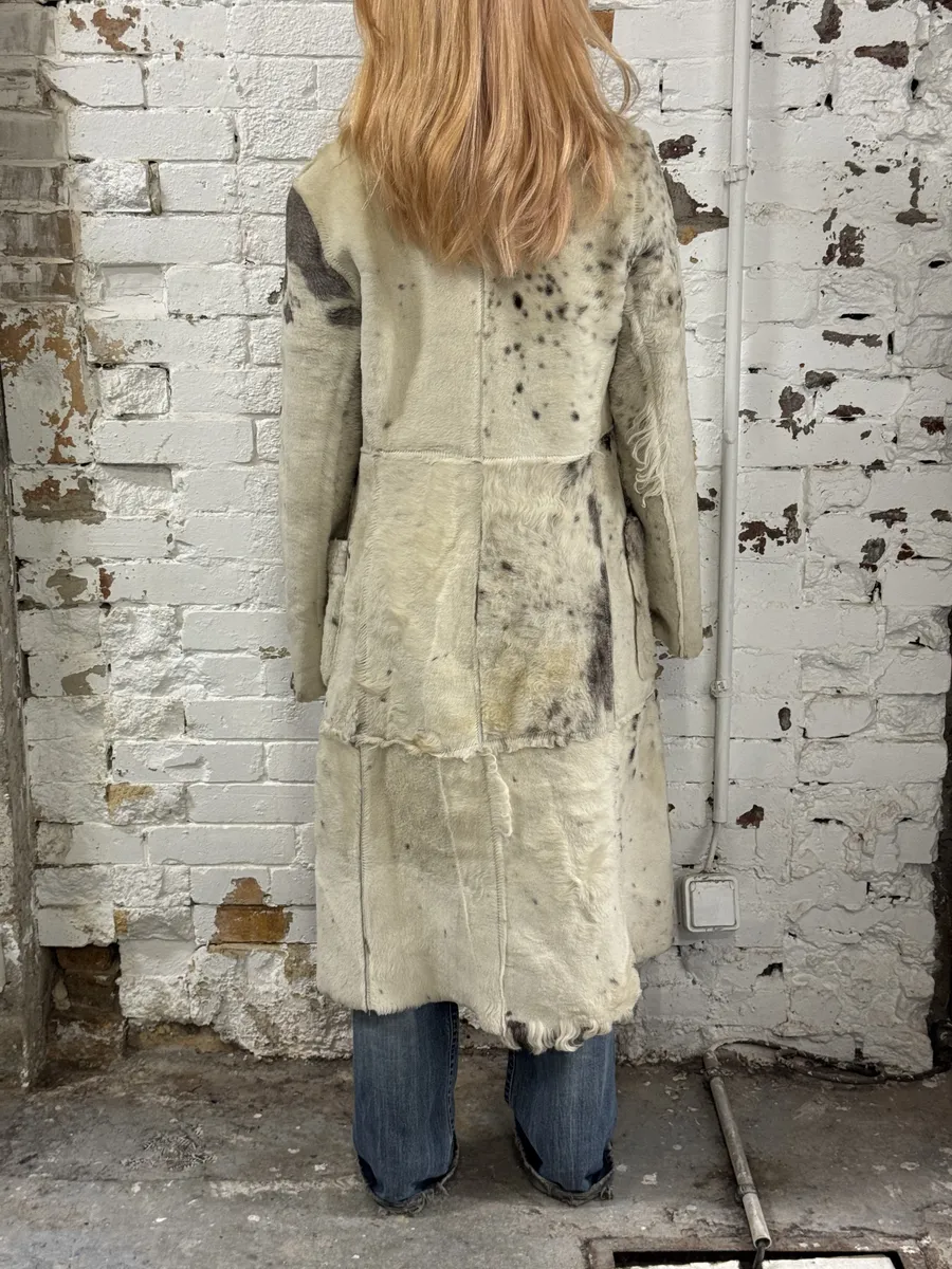 AW2006 Cavalli White Pony Hair Winter Long Leather Jacket - Image 3