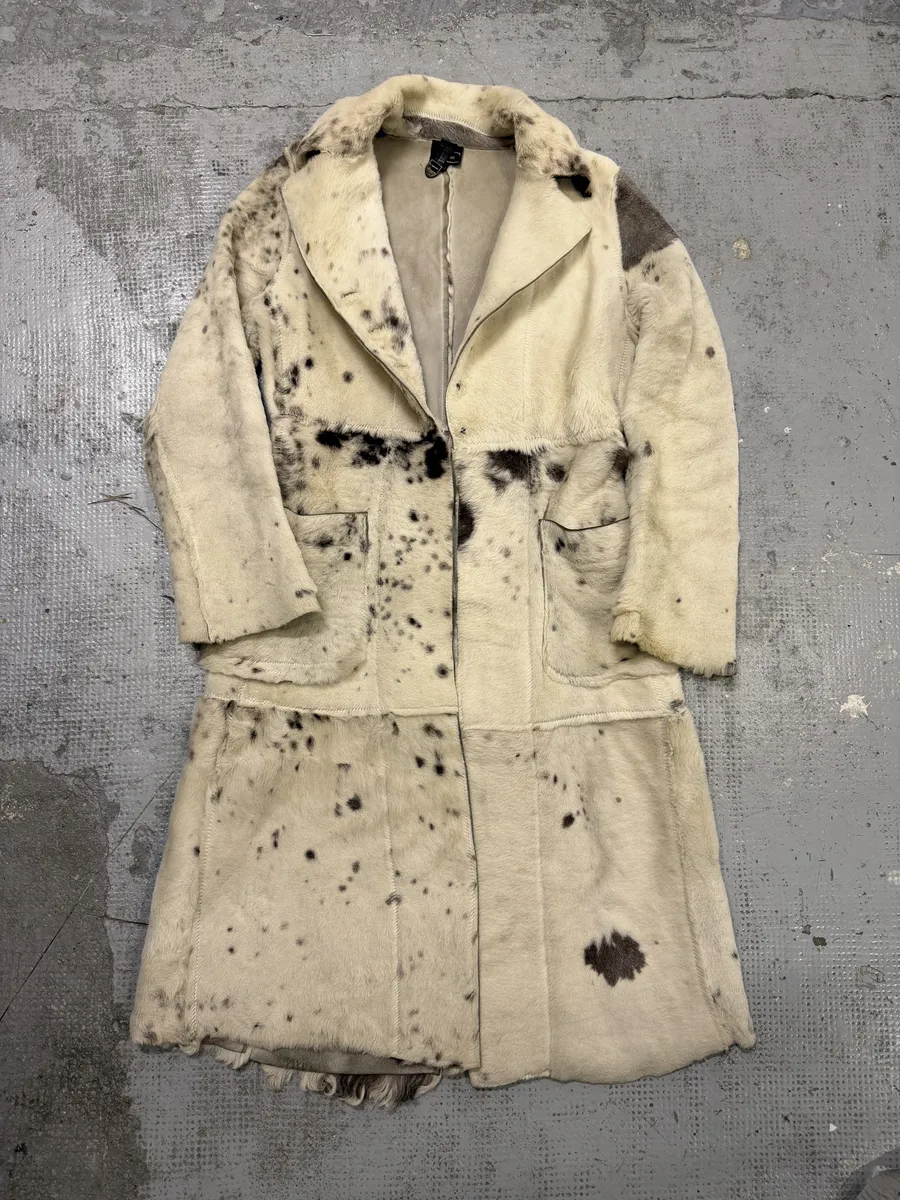 AW2006 Cavalli White Pony Hair Winter Long Leather Jacket - Image 5