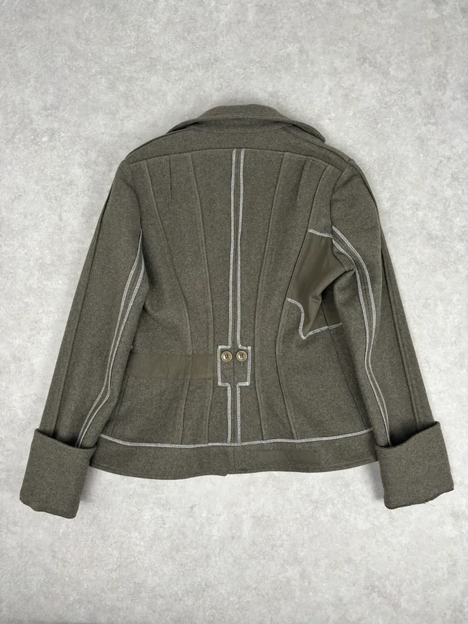 AW2006 Christian Dior Khaki Wool Contrast Stitch Blazer Jacket - Image 5
