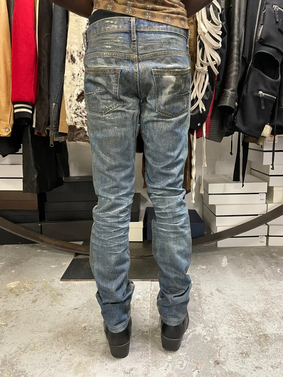 AW2006 Dior Lustered Waxed Blue Denim Jeans - Image 5