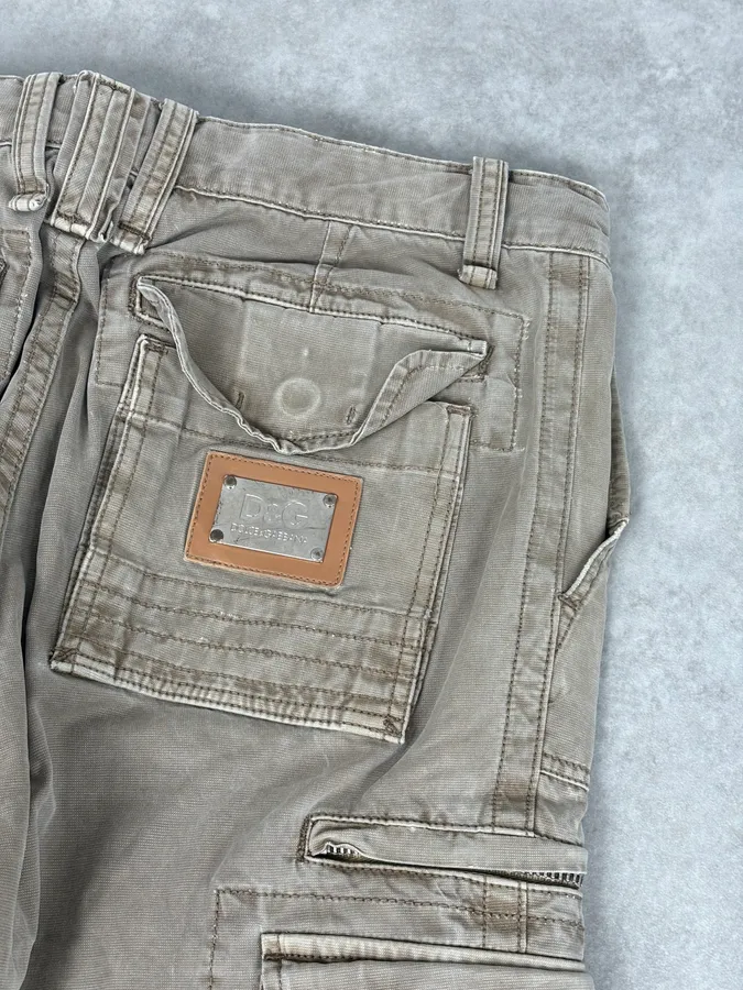 AW2006 Dolce & Gabbana Beige Cargo Military Pants - Image 8