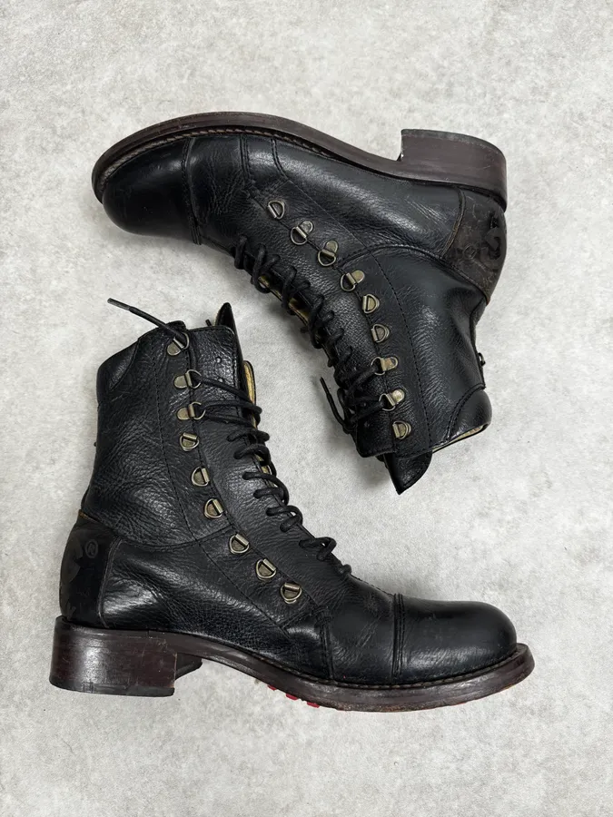 AW2006 Dolce & Gabbana Black Combat Leather Boots - Image 2
