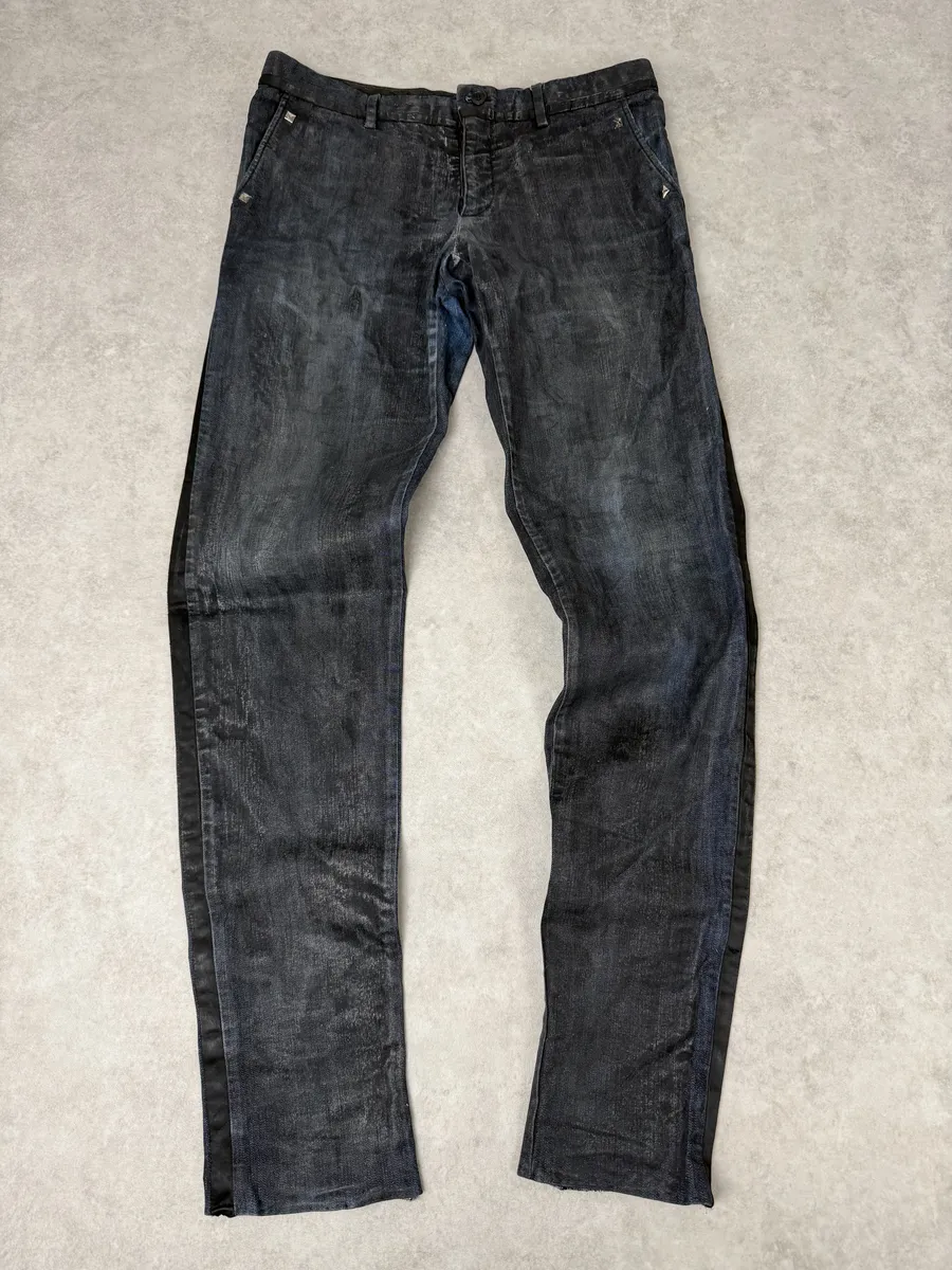 AW2006 Dolce & Gabbana Black Reworked Waxed Wenim Jeans