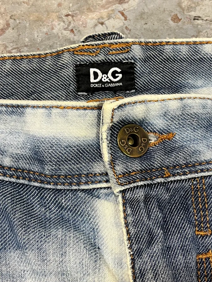 AW2006 Dolce & Gabbana Bleached Effect White & Blue Denim Jeans - Image 9