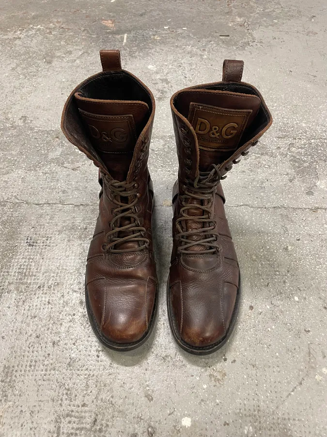 AW2006 Dolce & Gabbana Brown High leather Boots - Image 2