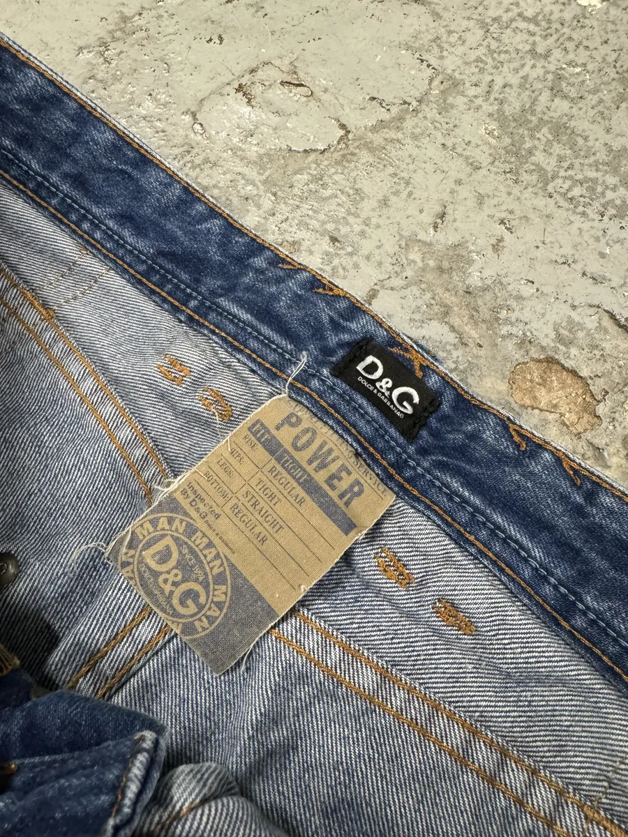 AW2006 Dolce & Gabbana Dirty Blue Painted Blue Denim Jeans - Image 9