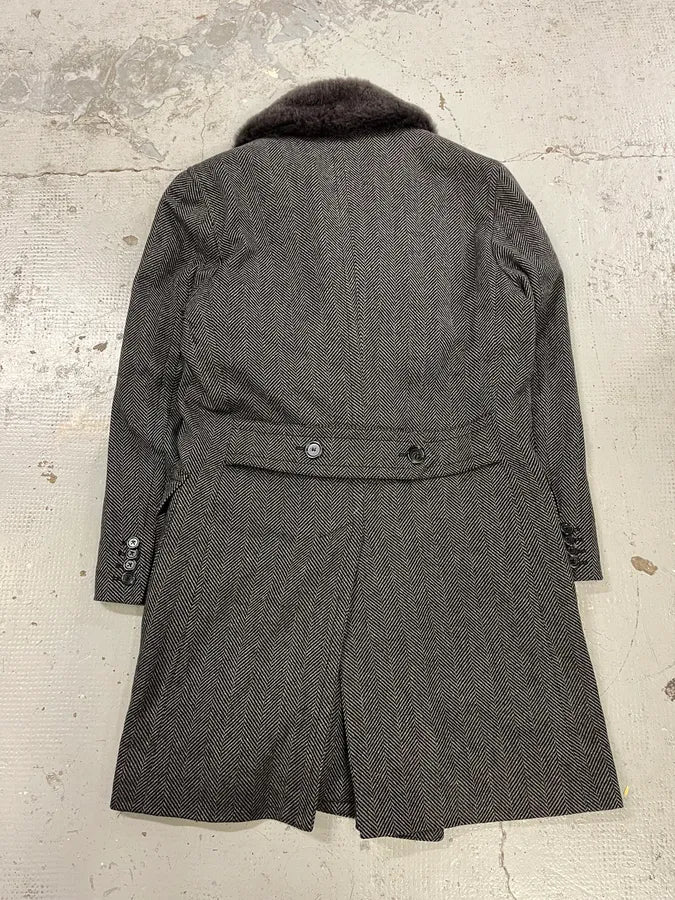 AW2006 Dolce & Gabbana Grey Wool Premium Fur Collar Royal Coat - Image 8