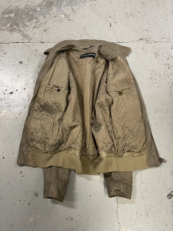AW2006 Dolce & Gabbana Multi Pockets Cargo Grey Leather Jacket - Image 9