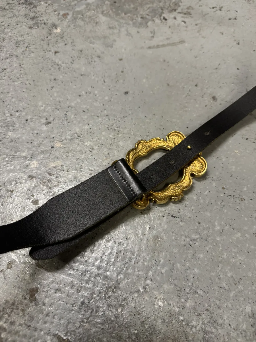 AW2006 Dolce & Gabbana Royal Buckle Black Leather Belt - Image 4