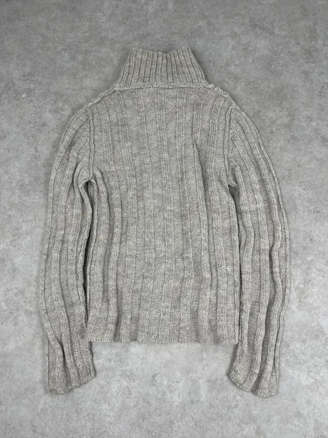 AW2006 Dolce & Gabbana Wool & Alpaca Grey Buttoned Polo Sweater - Image 9