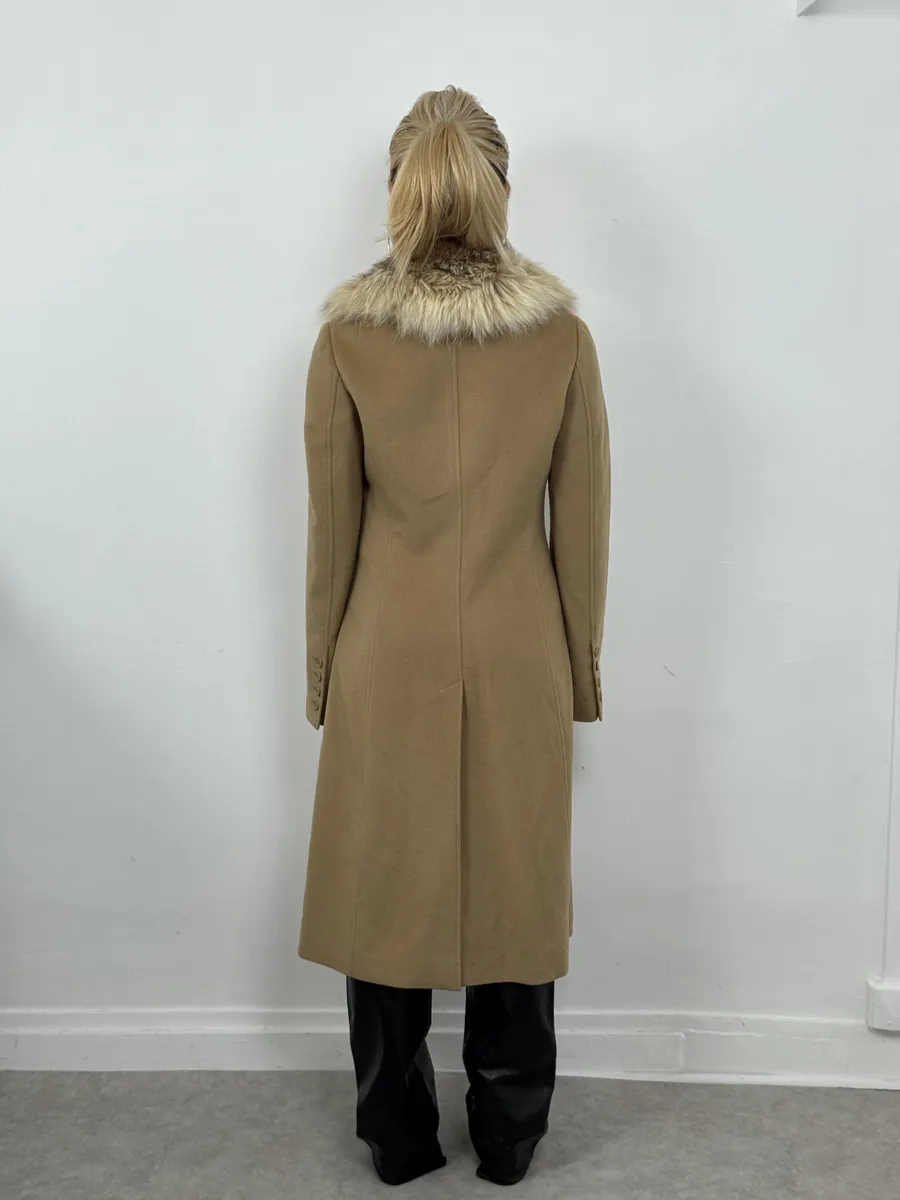 AW2006 Emporio Armani Beige Camel Wool & Cashmere Trench Coat - Image 2