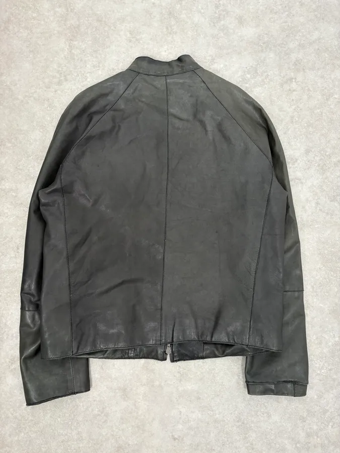 AW2006 Emporio Armani Biker Eroded Leather Jacket - Image 6