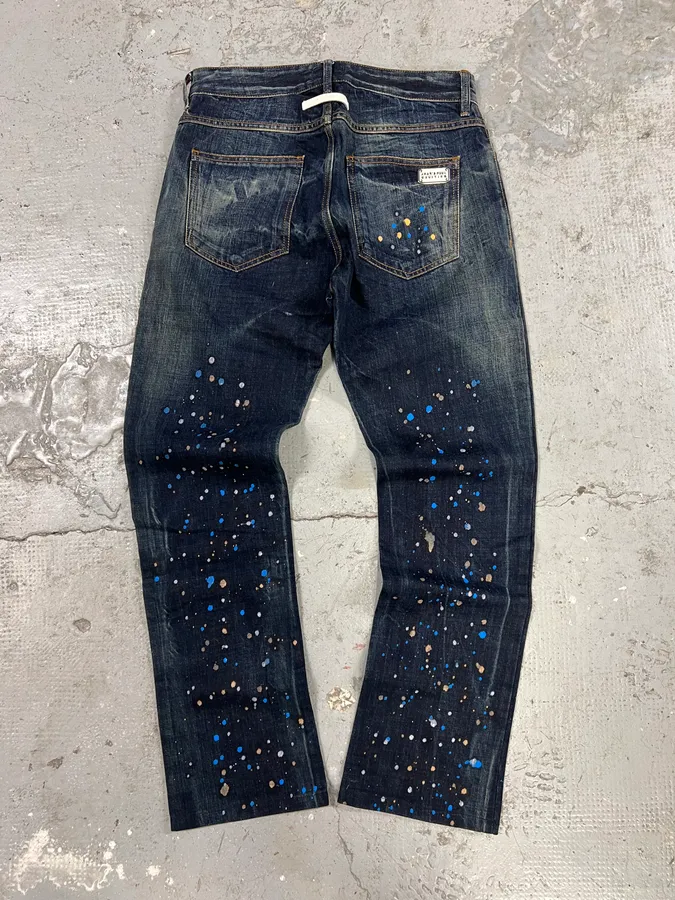 AW2006 Jean Paul Gaultier Distressed Painted Rebel Jeans - Image 3