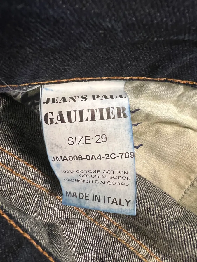 AW2006 Jean Paul Gaultier Distressed Painted Rebel Jeans - Image 9