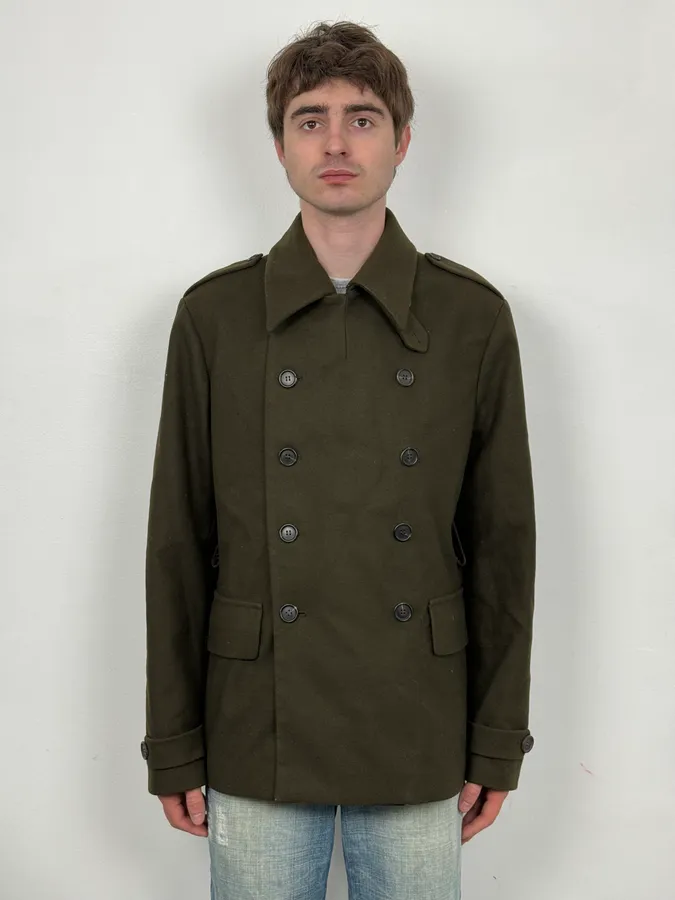 AW2006 Miu Miu Military Green Double-Breasted Wool Coat - Image 2
