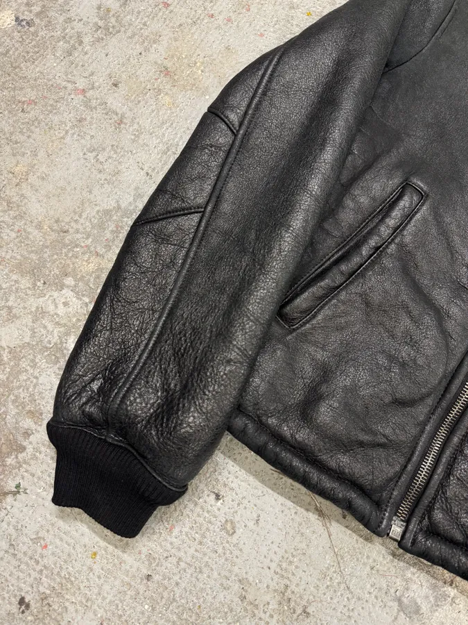 AW2006 Prada Black Shearling Lambskin Leather Jacket - Image 10