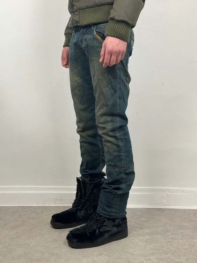 AW2006 Prada Blue Faded Tapered Denim Jeans - Image 3