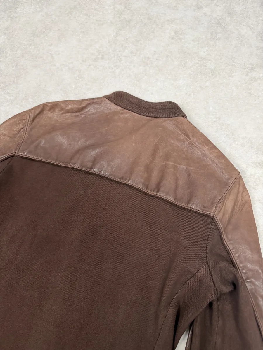 AW2006 Prada Brown Hybrid Linea Rossa Leather Biker Jacket - Image 8