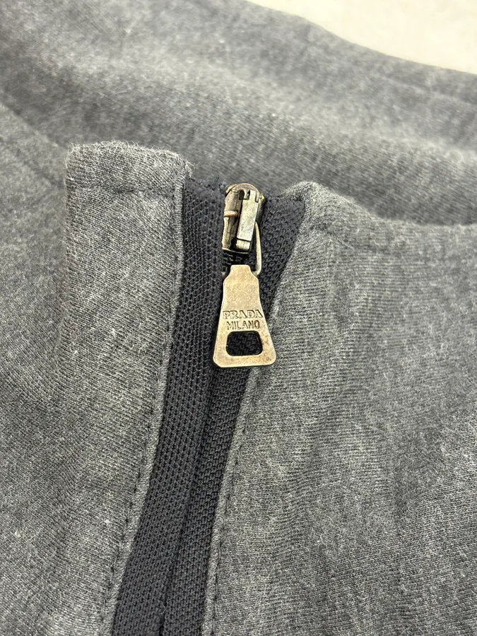 AW2006 Prada Grey Wool Zip-Up Sweater - Image 7