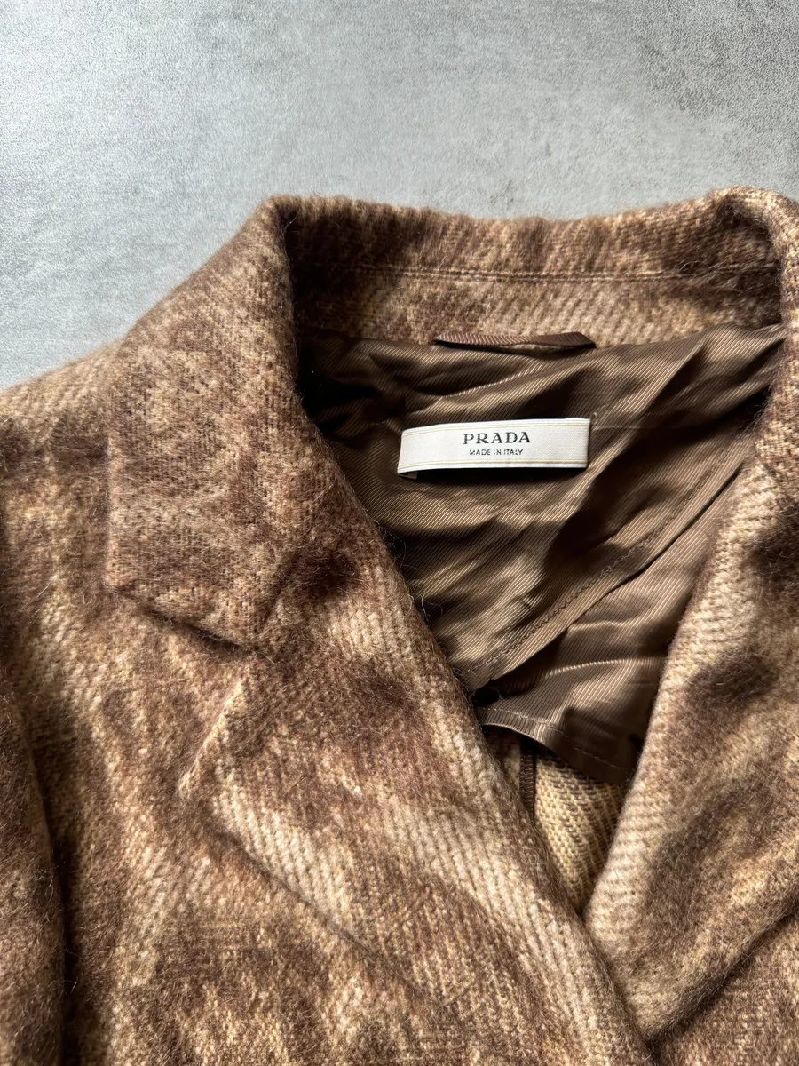AW2006 Prada Wool Glamour Leopard Effect Trench Jacket - Image 9