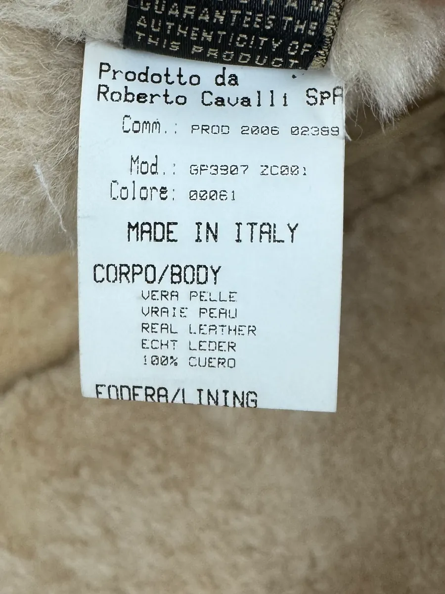 AW2006 Roberto Cavalli Fox Fur Collar Beige Leather Coat - Image 13