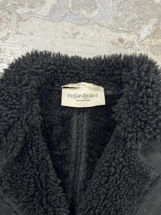 AW2006 Yves Saint Laurent Black Shearling Buttoned Jacket - Image 7