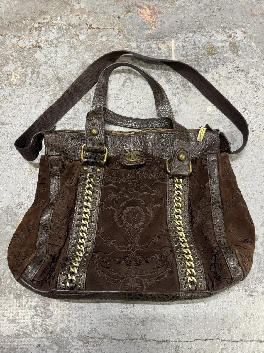AW2007 Cavalli Brown Ornament Laced Crossbody Shoulder Bag