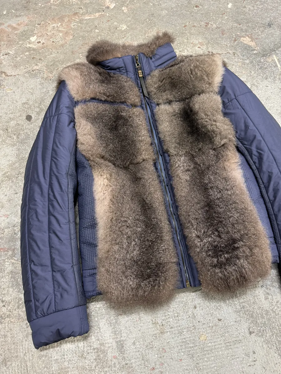 AW2007 Cavalli Fur Hybrid Navy Puffer Jacket - Image 10