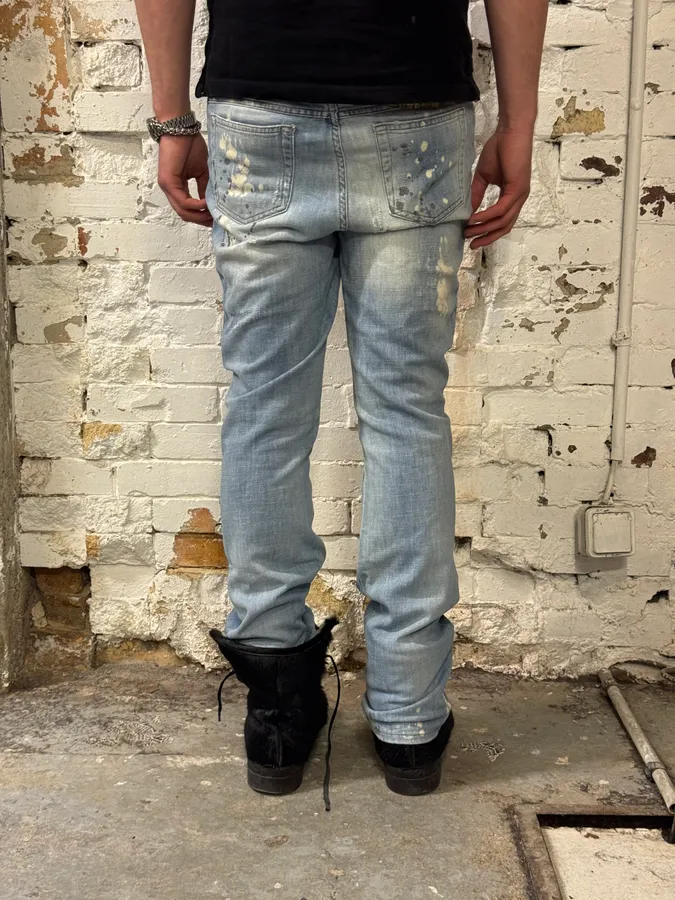 AW2007 Cavalli Light Jeans Denim Distressed Gold Embroidered Jeans - Image 4