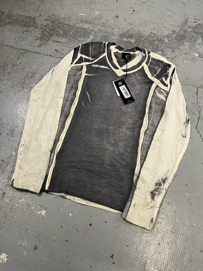 AW2007 Cavalli Overprint Two Tone Grey Sweater - Image 5