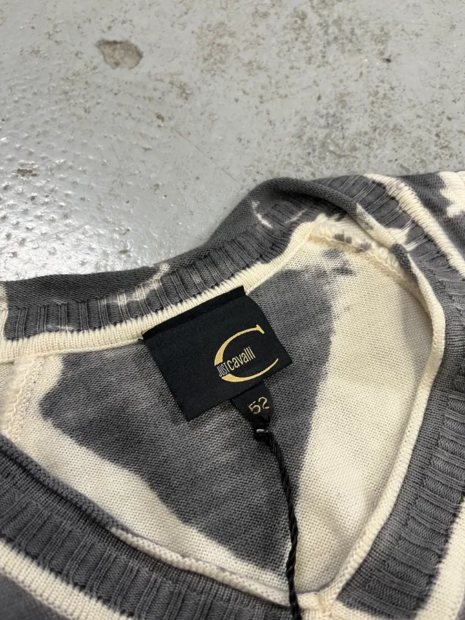 AW2007 Cavalli Overprint Two Tone Grey Sweater - Image 8