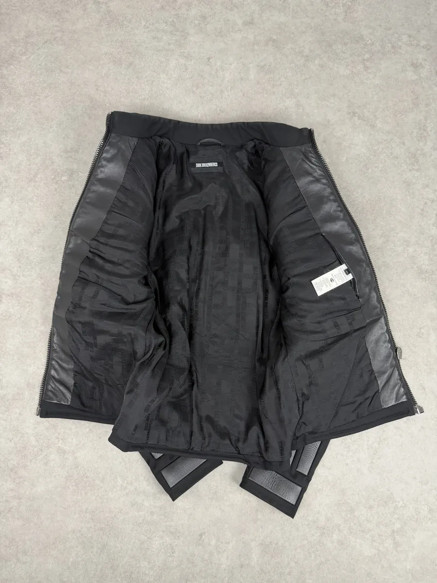 AW2007 Dirk Bikkembergs Black Leather Quilted Motorcycle Jacket - Image 11