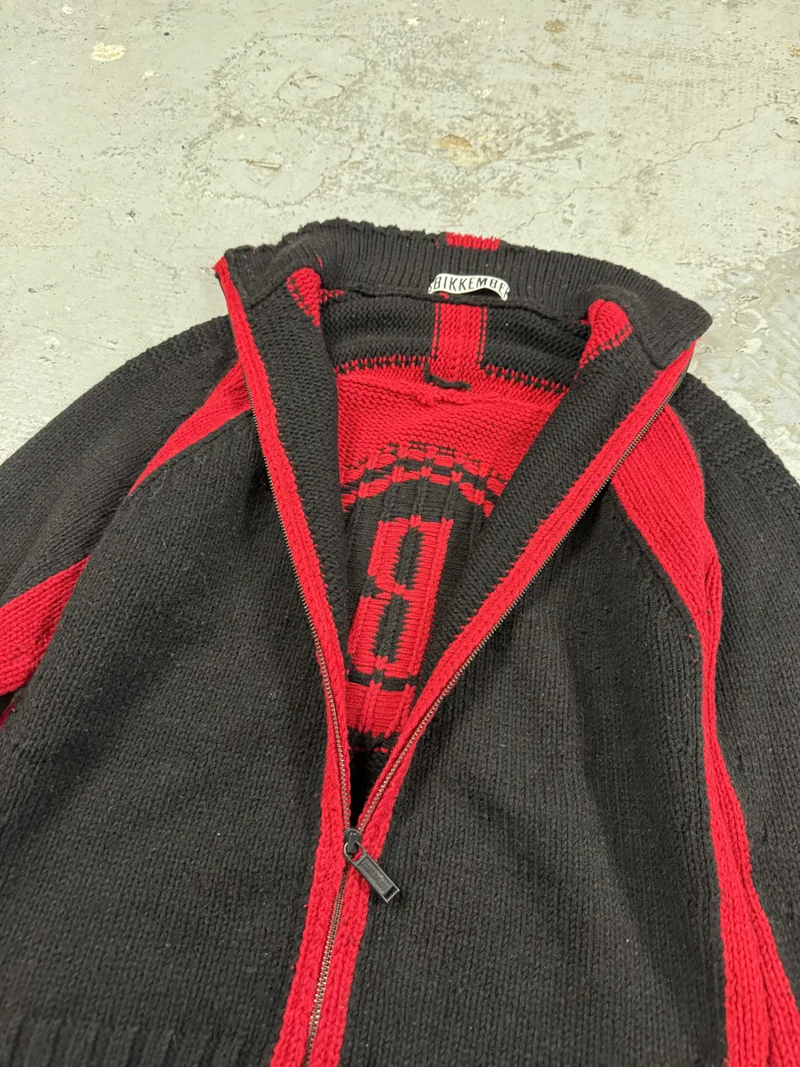 AW2007 Dirk Bikkembergs Black & Red Lined Wool Zip-up Sweater - Image 8