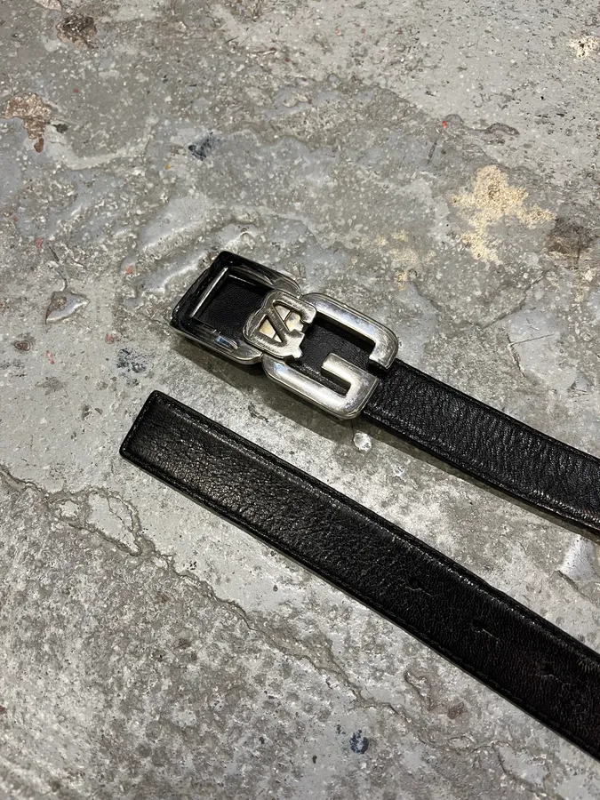 AW2007 Dolce & Gabbana Black Leather Propaganda Belt - Image 6