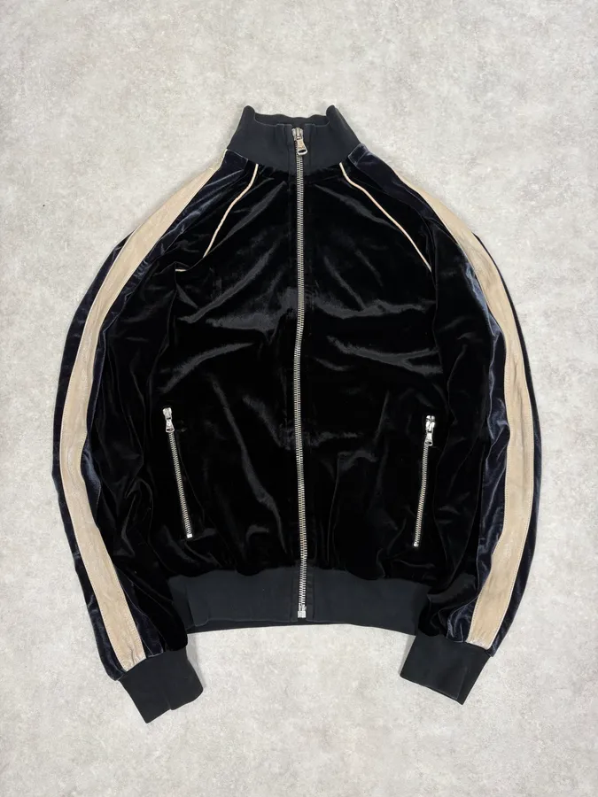 AW2007 Dolce & Gabbana Black Velvet Tracksuit Zip-up Jacket