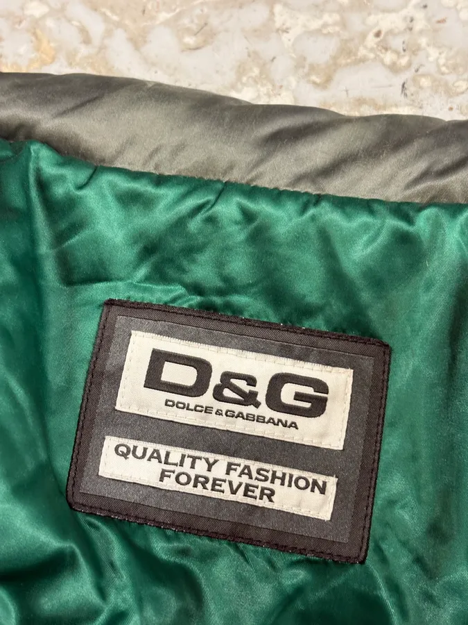 AW2007 Dolce & Gabbana Green Hybrid Nylon Leather Jacket - Image 11