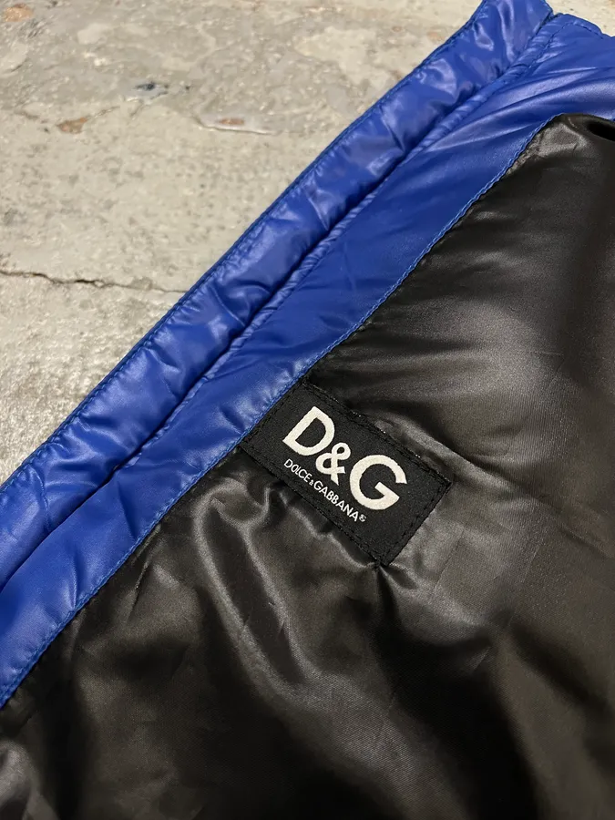 AW2007 Dolce & Gabbana Hybrid Multi-Zip Blue Leather Nylon Jacket - Image 12