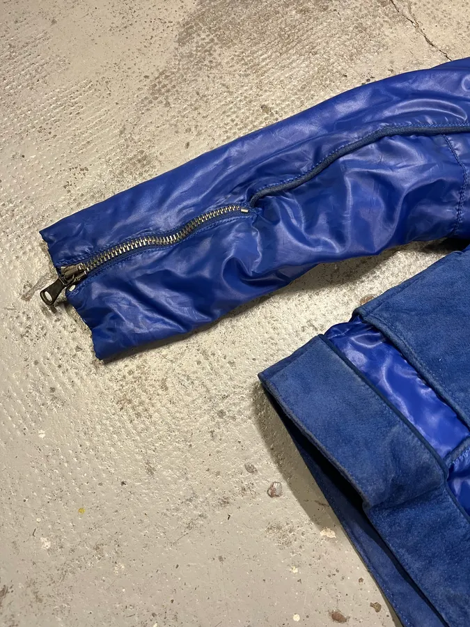 AW2007 Dolce & Gabbana Hybrid Multi-Zip Blue Leather Nylon Jacket - Image 9