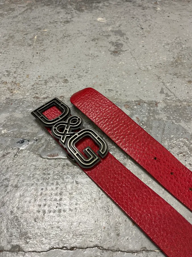 AW2007 Dolce & Gabbana Red Leather Belt - Image 4