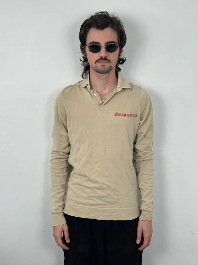 AW2007 Dsquared2 Beige Dog Longsleeve Polo