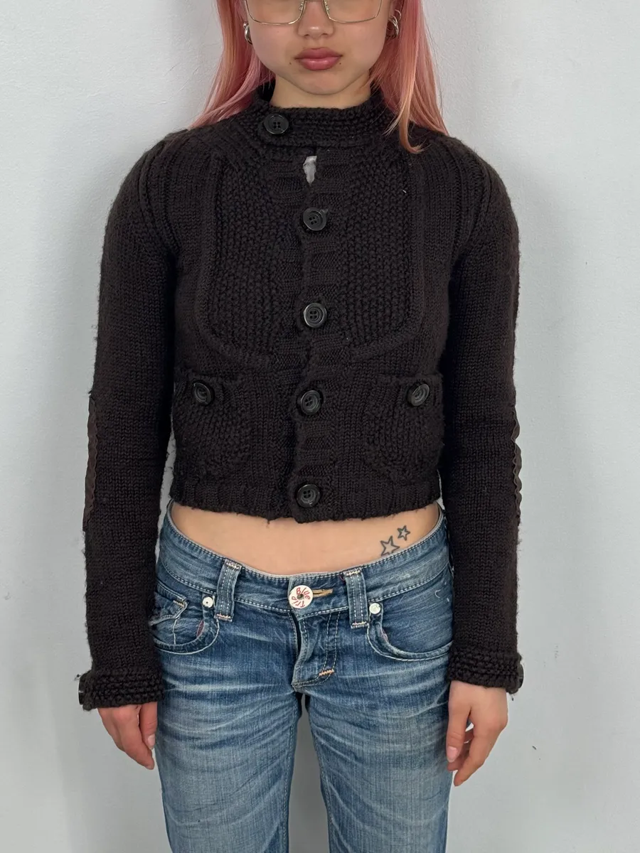 AW2007 Dsquared2 Brown Wool Buttoned Cardigan Sweater - Image 2