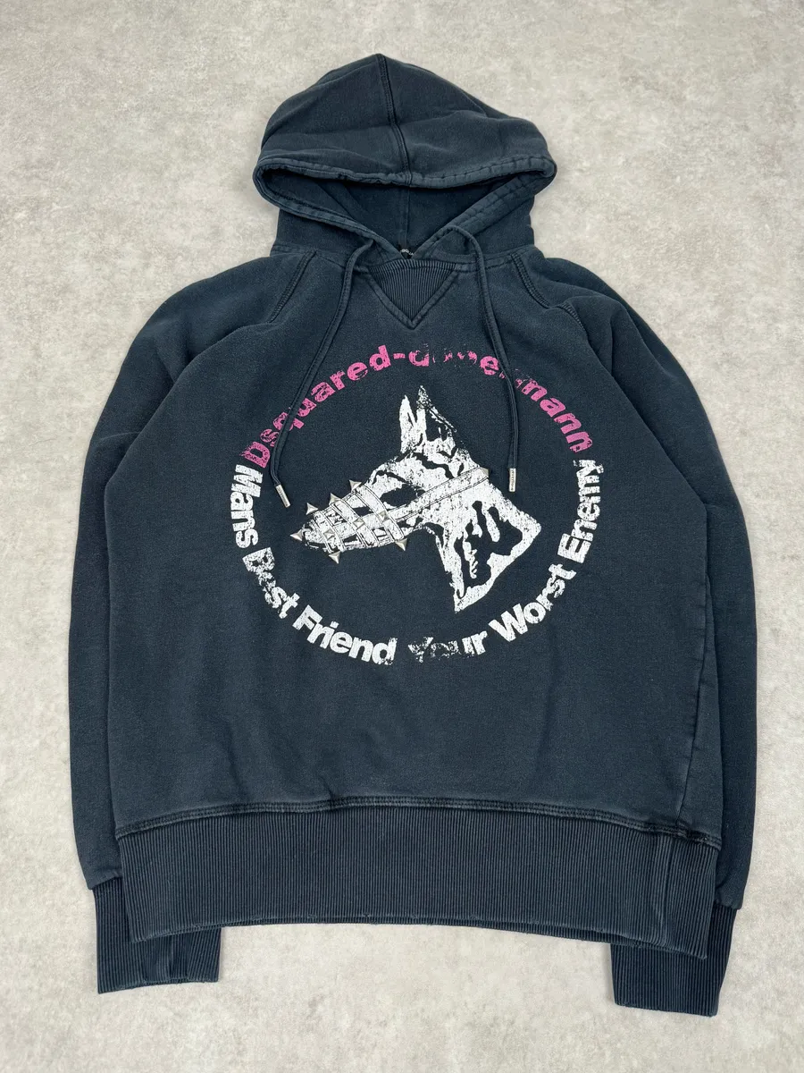 AW2007 Dsquared2 Dobberman Dog Black Hoodie